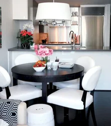 Black kitchen tables in the kitchen interior