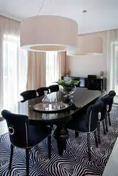 Black kitchen tables in the kitchen interior