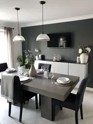 Black kitchen tables in the kitchen interior