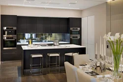 Black kitchen tables in the kitchen interior