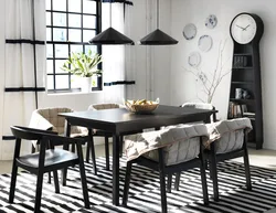 Black kitchen tables in the kitchen interior