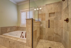 Interiors of tiled walls in the bathroom