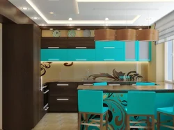 Bej firuzəyi mətbəx şəkli