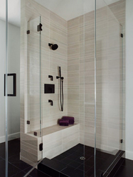 Bathroom design with shower without tray