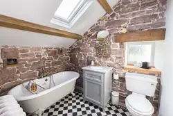 Bathroom design with a bathtub in a country house