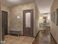 Wallpaper like plaster in the interior photo hallway