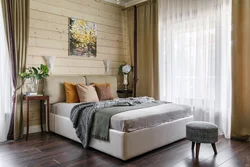 Bedrooms in a timber house photo