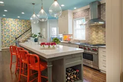 Blue ceiling kitchen design