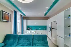 Blue ceiling kitchen design