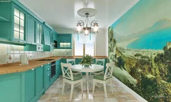 Blue ceiling kitchen design