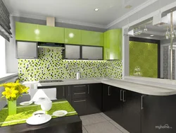 Kitchen design photo light green wallpaper