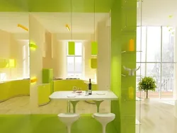 Light green color in the kitchen interior color combination