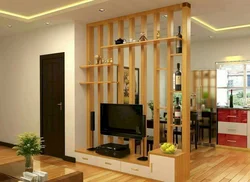 Photo of wooden partitions in the apartment