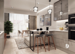 Kitchen in light colors design photo 20 sq.