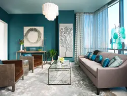 Gray-blue color in the living room interior