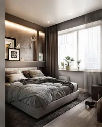 Bedroom in gray brown tones design photo