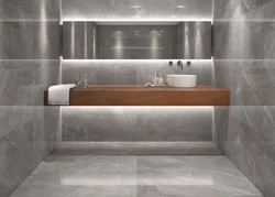 Large format tiles in the bathroom interior