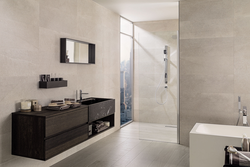 Large format tiles in the bathroom interior