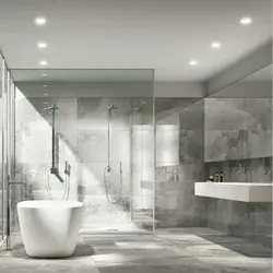 Large format tiles in the bathroom interior