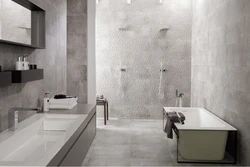 Large format tiles in the bathroom interior