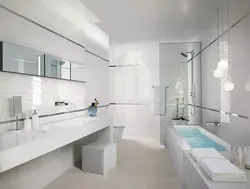 Large format tiles in the bathroom interior