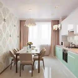 Wallpaper in a modern kitchen design photo
