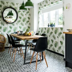 Wallpaper in a modern kitchen design photo