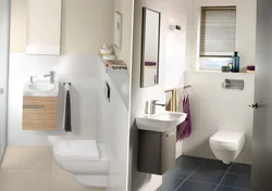 Bathroom design sink opposite the bathtub