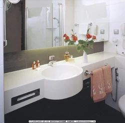 Bathroom design sink opposite the bathtub