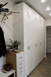 Design of a long hallway in an apartment photo with a wardrobe