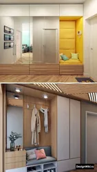 Design of a long hallway in an apartment photo with a wardrobe