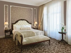 Bedroom interior with monograms