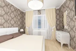 Монограммалары бар жатын бөлмесінің интерьері