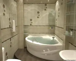 Bathroom design with corner bathtub with window