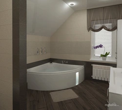 Bathroom design with corner bathtub with window