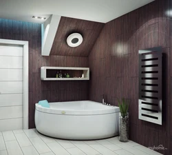Bathroom design with corner bathtub with window