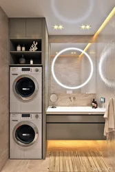 Washer and dryer in the bathroom interior