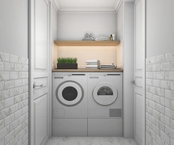 Washer and dryer in the bathroom interior