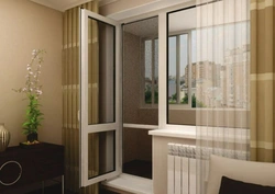 Balcony door in the living room photo in the apartment