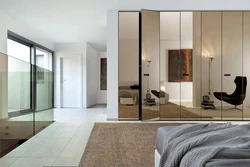 Bedroom design with mirrored wardrobe