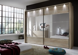 Bedroom design with mirrored wardrobe