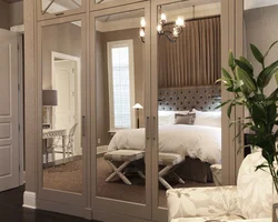 Bedroom design with mirrored wardrobe