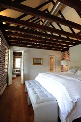 Beams in the bedroom interior