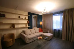 Дызайн гасцінага пакоя з кутняй канапай