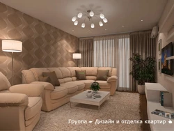 Living room design with corner sofa