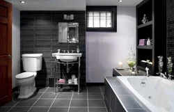 Bathroom and toilet gray white photo