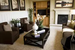 Living room interior dark floor dark furniture