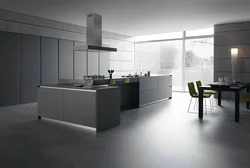 Light gray tiles in the kitchen interior