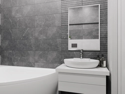 Gray Tiles On The Floor Walls In The Bathroom Photo