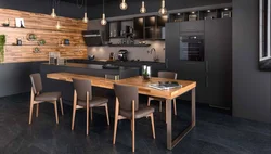 Black Wooden Kitchen Interior